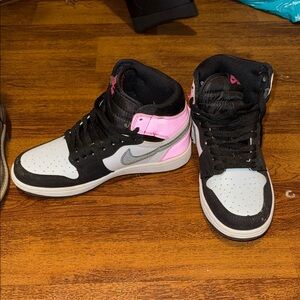 Chic Black and Pink High-Top Sneakers
